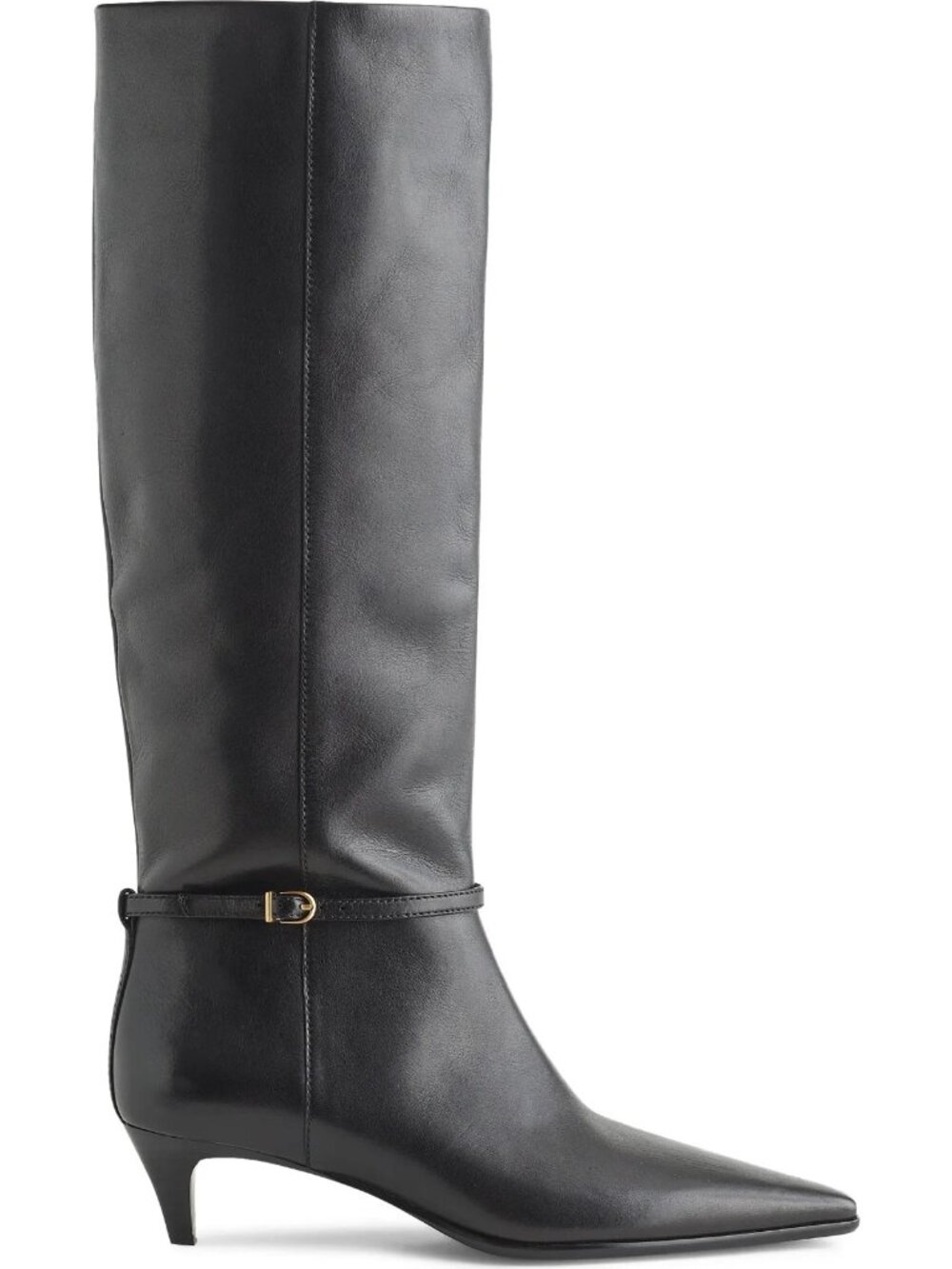 Madewell Womens The Emilie Knee High Black Leather Kitten Heel  Boot  Sz 9.5